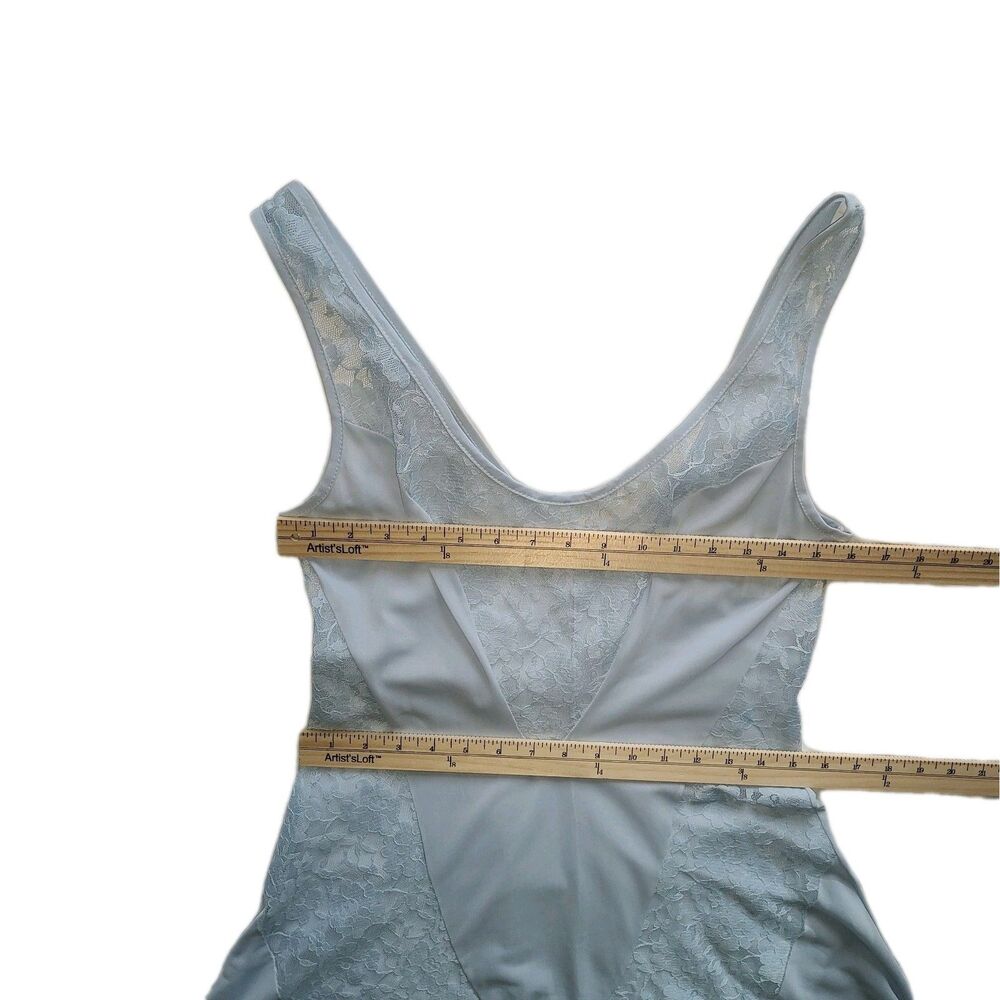 VTG Union Made Pastel Blue Lace Nightgown Maxi Slip Dress ILGWU Sz L Coquette - Picture 7 of 8